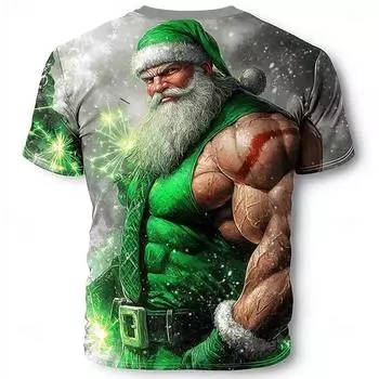 Рождественские футболки для мужчин с забавным принтом Санта-Клауса и мускулистым принтом, мужская дизайнерская одежда, свободные футболки с короткими рукавами, топы S