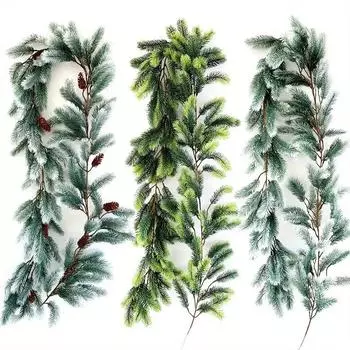 Рождественские гирлянды Гирлянда из норфолкской сосны Искусственная гирлянда 6 футов Зелень A