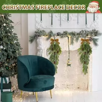 Рождественские гирлянды в виде слезинок, зимние деревенские иголки, гирлянда с конусами, бархатный бант, искусственная рождественская подвесная гирлянда для домашнего декора One Size зелёный