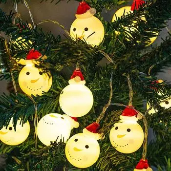 Рождественские гирлянды в виде снеговика для украшения рождественской елки, наружные и внутренние гирлянды, праздничные новогодние светодиодные огни 713 1.5M 10leds USB