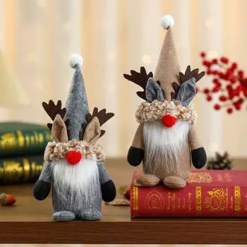 Рождественские гномы плюшевые куклы чучело рождественского гнома украшения старики стоя рогатый гном жёлтый