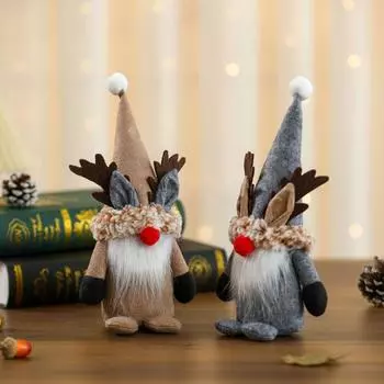 Рождественские гномы плюшевые куклы чучело рождественского гнома украшения старики стоя рогатый гном жёлтый