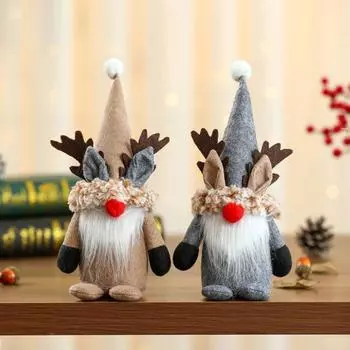 Рождественские гномы плюшевые куклы чучело рождественского гнома украшения старики стоящие рога гномы фигурки для домашнего декора стола жёлтый