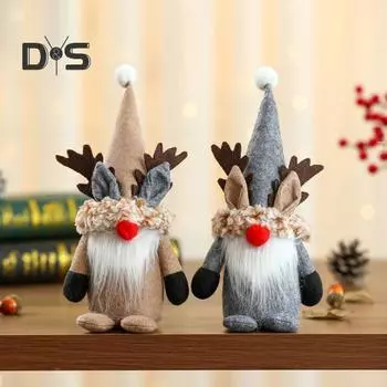 Рождественские гномы плюшевые куклы чучело рождественского гнома украшения старики стоящие рога гномы фигурки для домашнего декора стола жёлтый
