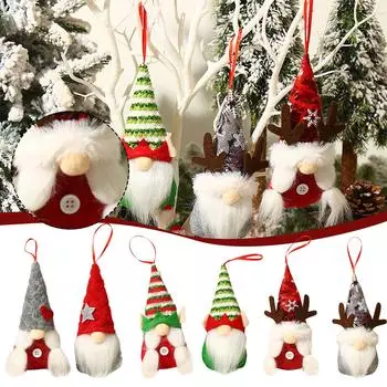 Рождественские гномы украшения ручной работы плюшевые Санта Рождественская елка подвесные украшения комплект из 2 шт.