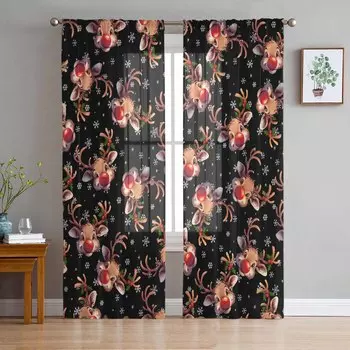 Рождественские и зимние снежинки шторы для гостиной спальни украшения дома окна вуаль тюль занавески драпировки W135 x H114cm