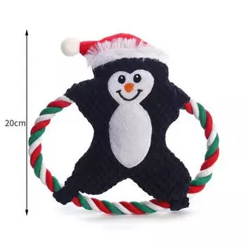 Рождественские игрушки для собак, пищащие, жевательные, рождественские хлопковые веревки, узел, игрушка для укуса моляра, интерактивная игрушка, забавный рождественский подарок, товары для домашних животных