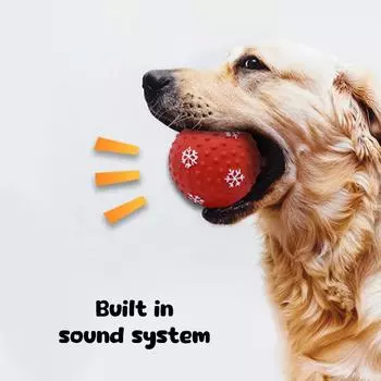 Рождественские игрушки для собак с пищащими игрушками, жевательные мячи для собак, узор в виде снежинки, рождественские игрушки для чистки зубов для собак, высокопрыгающие мячи для собак