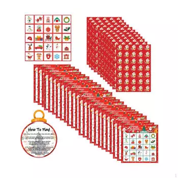 Рождественские игры в бинго для 24 игроков, товары для вечеринок, праздничная семья