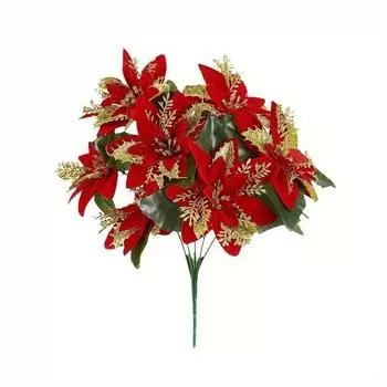 Рождественские искусственные цветы золотисто-красные блестящие пуансеттии с зажимами елочные украшения своими руками венок свадьба новогодние украшения золотой