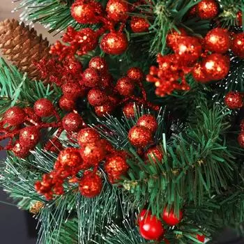 Рождественские искусственные красные ягодные стебли, букет цветов, блестящие украшения, ветки ягод, рождественский венок, украшение, искусственные растения 1pcs золотой