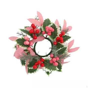 Рождественские искусственные листья свеча кольцо венок гирлянда ручной работы ID 3.3 дюйма Style A