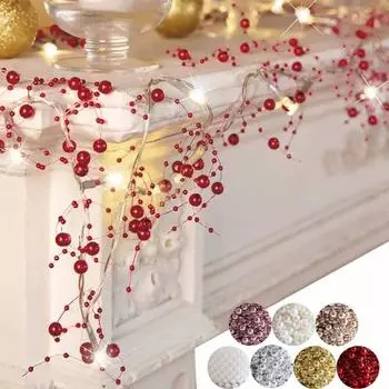 Рождественские искусственные пластиковые бусины для украшения праздничной вечеринки свадьбы рождественской елки Хэллоуина домашнего декора 10м/4м DIY украшения