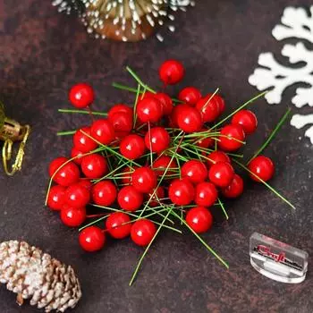 Рождественские искусственные ягоды Холи для украшения рождественской елки, цветочный венок, рождественская поделка своими руками (Упаковка 100 шт.)