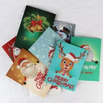 Рождественские карты с алмазной живописью DIY Санта-Клаус, улучшение навыков рук, креативная 5D алмазная живопись, поздравительные открытки Christmas