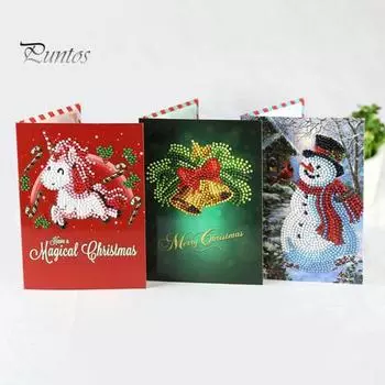 Рождественские карты с алмазной живописью DIY Санта-Клаус, улучшение навыков рук, креативная 5D алмазная живопись, поздравительные открытки Christmas