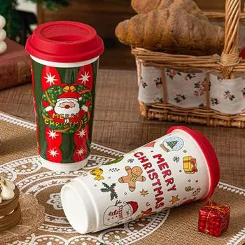 Рождественские кофейные чашки керамическая кружка с крышкой 580 мл чашка для воды праздничный чай Santa Claus
