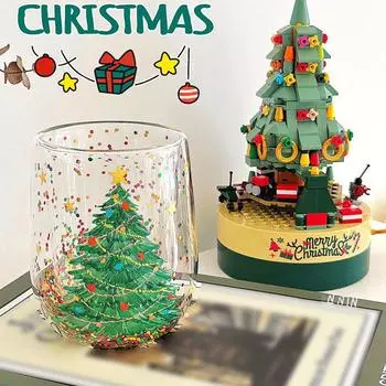 Рождественские кофейные кружки с двойными стенками из стекла эспрессо прозрачная рождественская чашка для кофе молочный стакан Gi U4I5 B-1pc