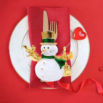 Рождественские кольца для салфеток, набор из 6 металлических держателей для салфеток в форме снеговика, для украшения обеденного стола, для украшения праздничной вечеринки