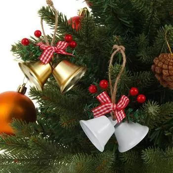 Рождественские колокольчики Рождественская елка Джингл колокольчики Звезды Ткань Ткачество Подвесной кулон Рождество Новый год 2024 Орнамент Рождественские украшения белый