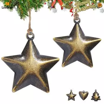 Рождественские колокольчики, рождественские елочные винтажные декоративные металлические колокольчики с отверстием для подвешивания, для украшения свадебного фестиваля своими руками 2pcs