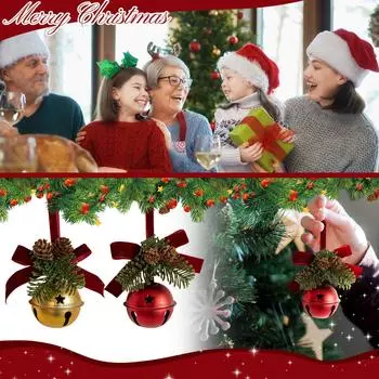 Рождественские колокольчики с бархатным бантом Рождественские колокольчики Металлические рождественские колокольчики с вырезами для дверных ручек Украшения для рождественской елки Товары для вечеринок One Size золотой