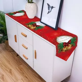 Рождественские колокольчики с сосновыми ветками, настольные флажки с принтом, настольные украшения, аксессуары, домашние скатерти, подарки для новогодней вечеринки 150x33cm