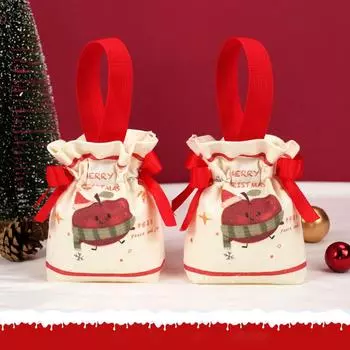 Рождественские конфетные мешочки 2025 года, подарочные конфетные мешочки на шнурке, рождественские украшения, подарочный мешок Санты, упаковка для печенья, сумочка 15x14.5x5cm