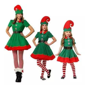 Рождественские костюмы Детские рождественские эльфы Косплей Костюмы для девочек Эльфы Рождественские танцевальные вечеринки 180cm