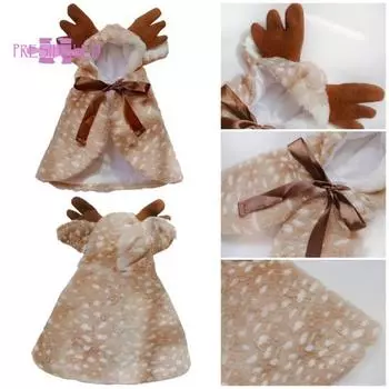 Рождественские костюмы для домашних животных, теплая накидка из лося с шляпой-трансформером, мягкая удобная праздничная декоративная одежда для домашних животных S