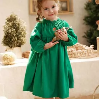 Рождественские костюмы для маленьких девочек Babany Bebe Kids Xmas Party Длинные рукава Вельветовые платья Осень Зима Топы Одежда 80 красный