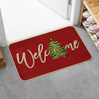 Рождественские коврики для прихожей - праздничные декоративные льняные резиновые коврики, нескользящие, с цветочным и полосатым узором, используются в фойе, кухне, гостиной 50cmx80cm