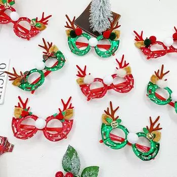 Рождественские кожаные оправы для очков из рогов оленя Рождественские украшения для очков Игрушки для вечеринок