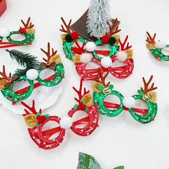 Рождественские кожаные оправы для очков из рогов оленя Рождественские украшения для очков Игрушки для вечеринок