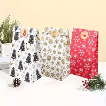 Рождественские крафт-бумажные пакеты Веселое рождественское украшение для дома 2024 Подарочные пакеты Рождественские украшения Navidad Natal Подарок на Новый год 2025