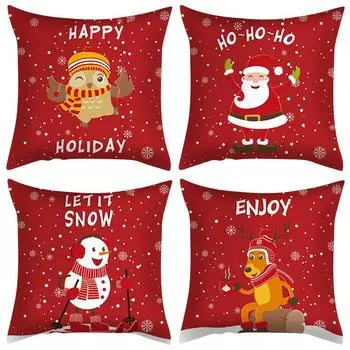 Рождественские красные наволочки со снеговиком, популярные скандинавские трансграничные подушки и подушки для гостиных и спален 40x40cm