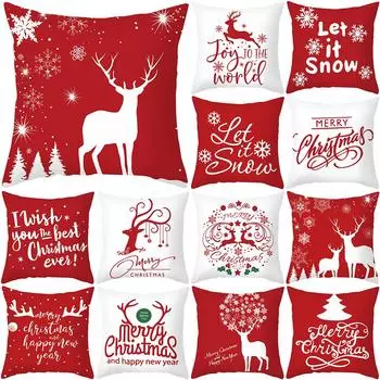 Рождественские красные рождественские украшения с принтом, наволочка для подушки для дома, гостиной, украшения дивана, наволочка 40X40CM