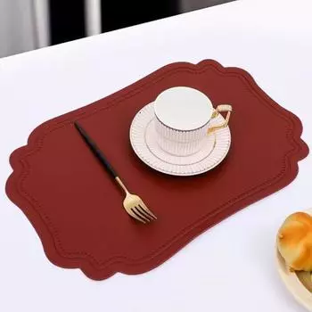 Рождественские красные салфетки под приборы 30x45 см 1/4/6 шт. Коврик для стола неправильной формы из искусственной кожи, набор салфеток под приборы, водонепроницаемые, маслянистые 1pcs