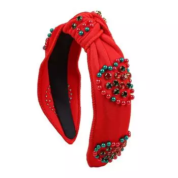 Рождественские красные зеленые повязки на голову жемчужный узел повязка на голову рождественская вечеринка украшения для волос аксессуары для женщин девушек