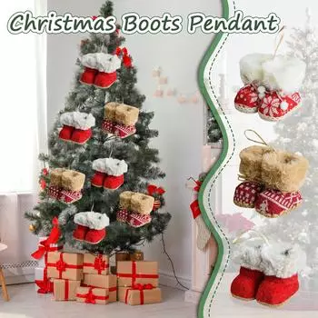 Рождественские креативные небольшие предметы украшения красные тканевые рождественские сапоги украшения подвески для рождественской елки One Size