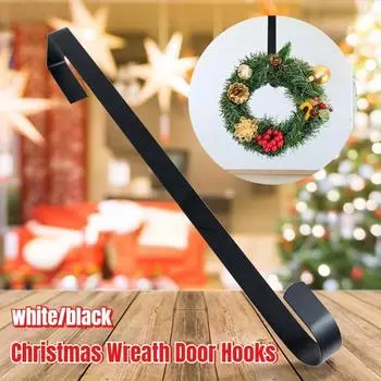 Рождественские крючки для дверей, вешалка для венков, металлический венок для входной двери, рождественский крючок для украшения входной двери на Рождество 1Pcs чёрный