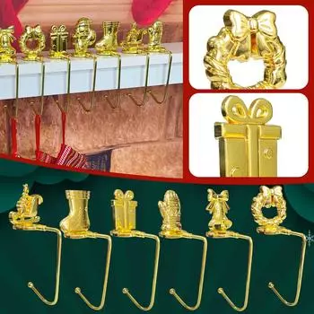 Рождественские крючки для носков в камине, рождественские крючки для украшений One Size