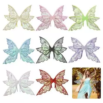 Рождественские крылья феи для взрослых, сверкающие крылья ангела для девочек, крылья бабочки из органзы для вечеринки в честь Хэллоуина, подарок на вечеринку красный