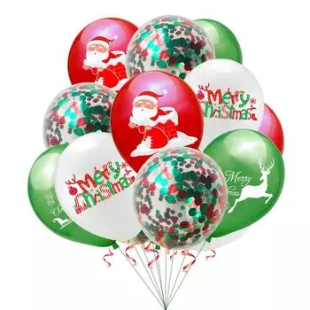 Рождественские латексные шары Веселые рождественские украшения из блестящих шаров Детские принадлежности для вечеринок Набор баннеров Флаги Украшения для дома B