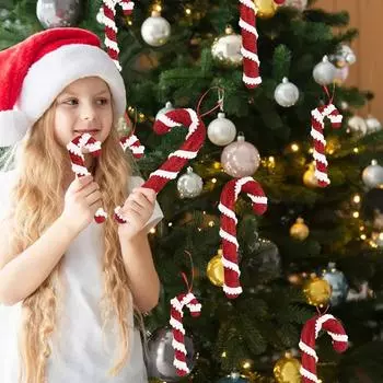 Рождественские леденцы, подвесные кулоны, елочные украшения, белые и красные леденцы, 2025, рождественские украшения для дома, Новый год, Ноэль