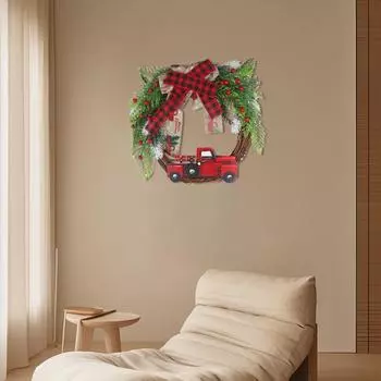 Рождественские листья ротанга тканая лента для вечеринки на дверь венок декоративный ротанг красный ягодный бант шикарный