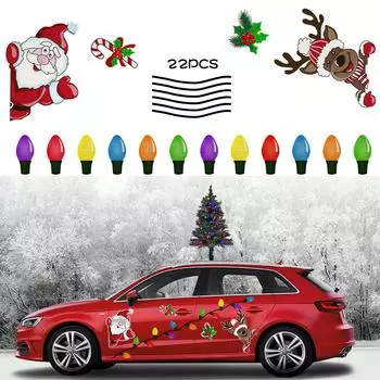 Рождественские магнитные украшения, светоотражающие украшения для холодильника автомобиля, магнитные наклейки, лампочки для гаражных ворот, рождественские наклейки