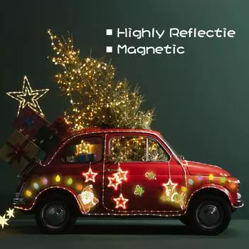 Рождественские магнитные украшения, светоотражающие украшения для холодильника автомобиля, магнитные наклейки, лампочки для гаражных ворот, рождественские наклейки