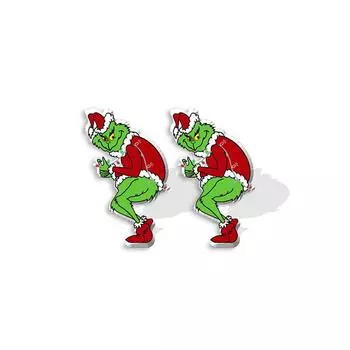 Рождественские милые серьги с рисунком Грин-ч, подарок для женщин и девочек, день рождения/День Святого Валентина/юбилей One Size