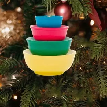 Рождественские миски, складывающиеся в стопку, украшение в стиле ретро, вложенные друг в друга миски, подвесное украшение на рождественскую елку, миниатюрная смола C
